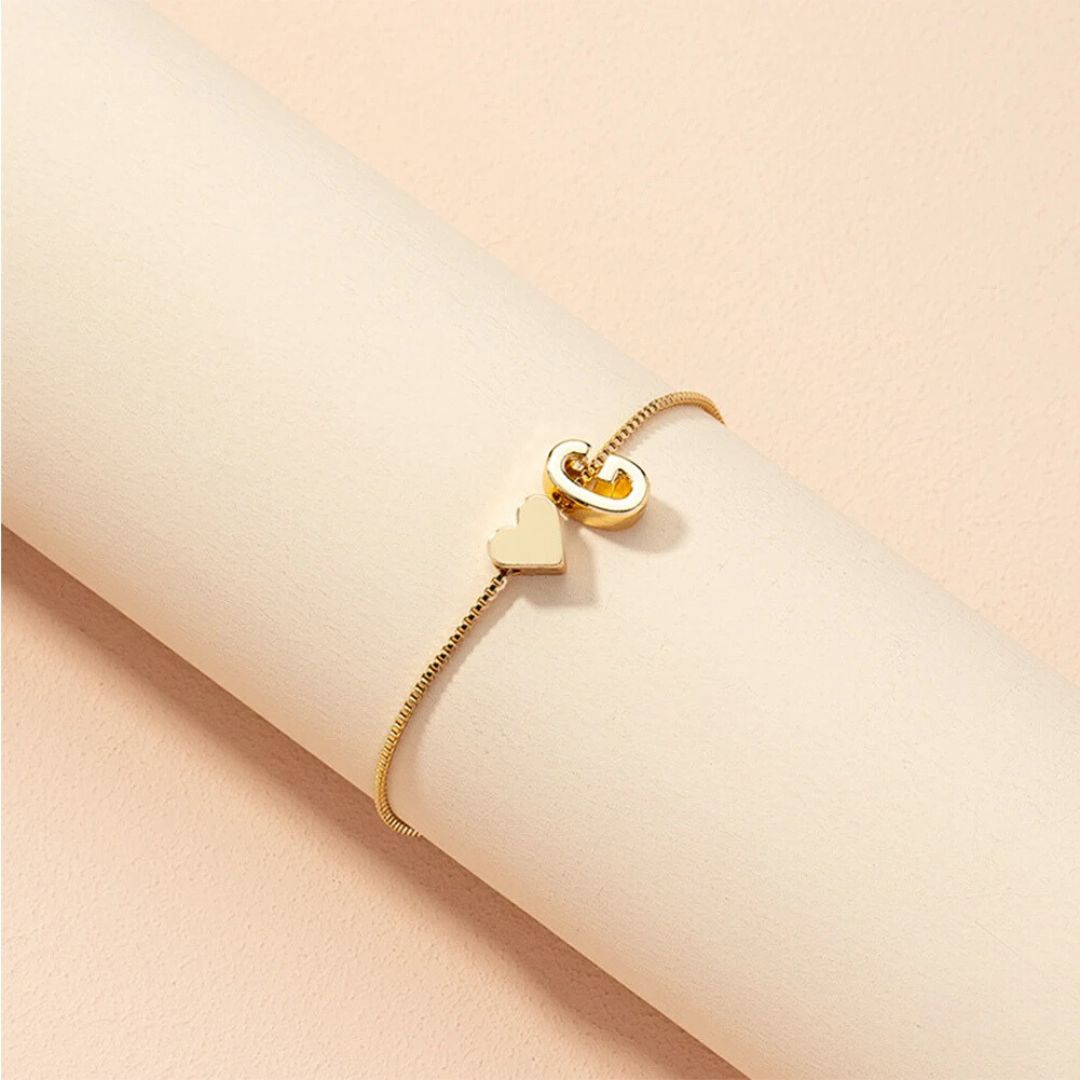 Pulseras de Corazón en Forma de Letra