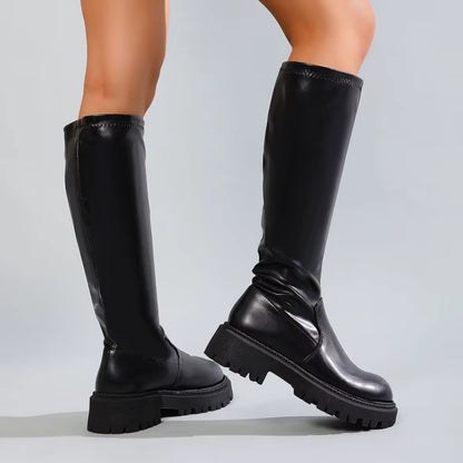 Noir Chunky Knee Boots