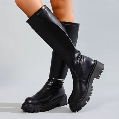 Noir Chunky Knee Boots