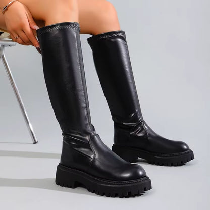 Noir Chunky Knee Boots